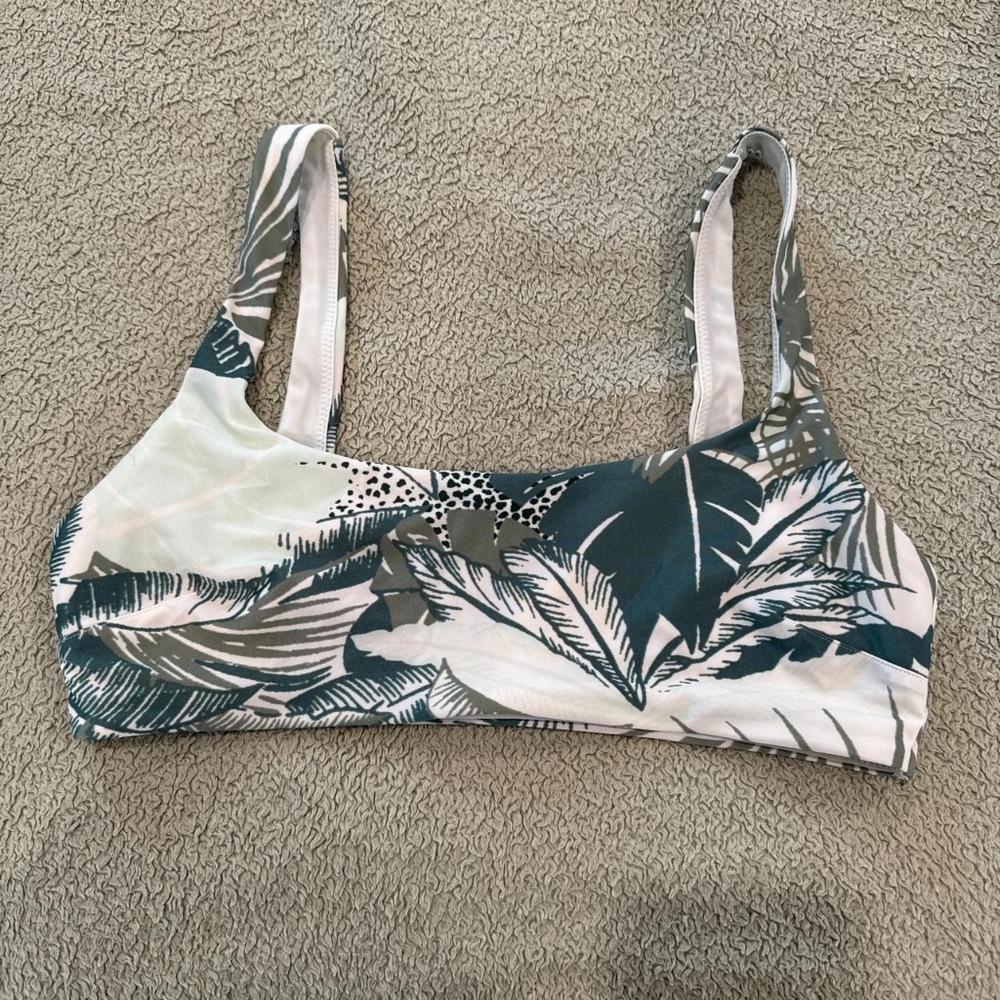 Aerie multi Palm Print Sports Scoop Neck Bandeau Bikini Top